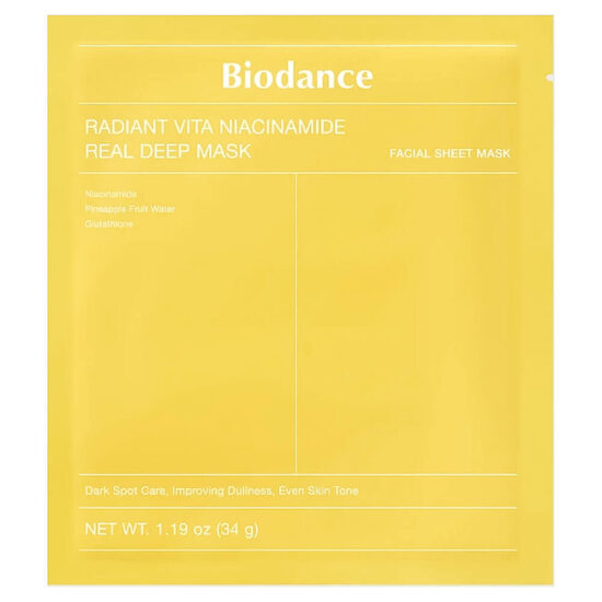 Hidrogēla maska ​​ar niacinamīdu ādas mirdzumam Biodance Radiant Vita Niacinamide Real Deep Mask